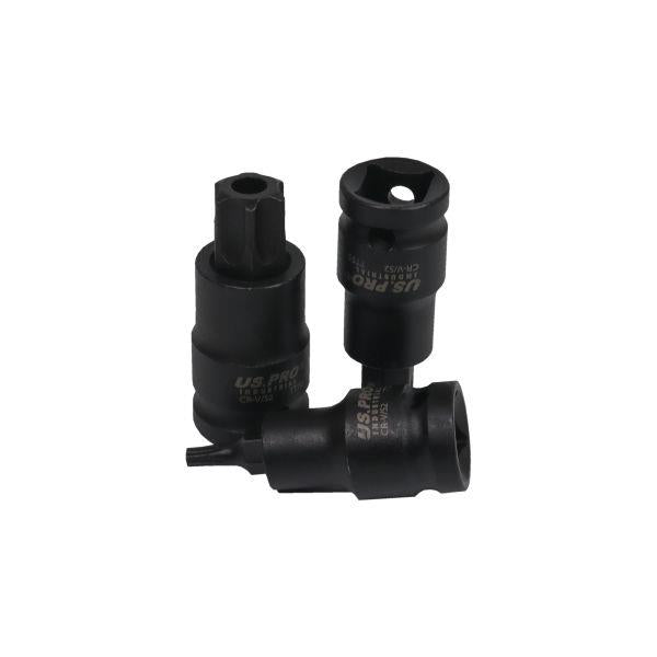 US PRO INDUSTRIAL 10pc 1/2" DR Impact Tamper Star Torx Bit Sockets T2 - T70 7526