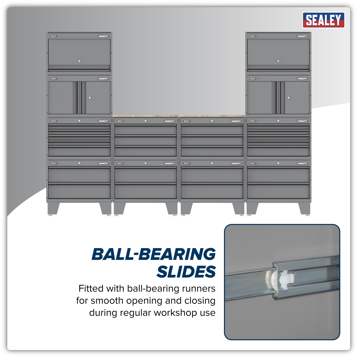 Sealey Superline PRO® Connect Modular Storage System with Rubber Wood Worktop 2.7m APMSCCOMBO1