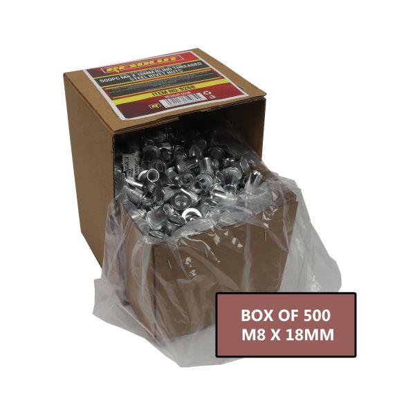 RESOLUT Box Of 500 - M8 X 18MM Blind Threaded Steel Rivet Nuts 9268