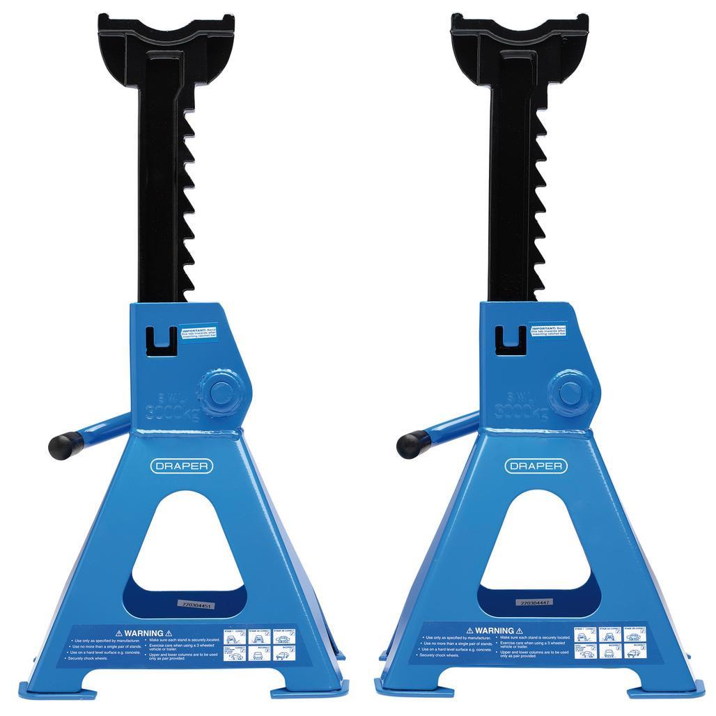 Draper 3 Tonne Ratcheting Axle Stands Pair 288-435mm Large Saddle 30881