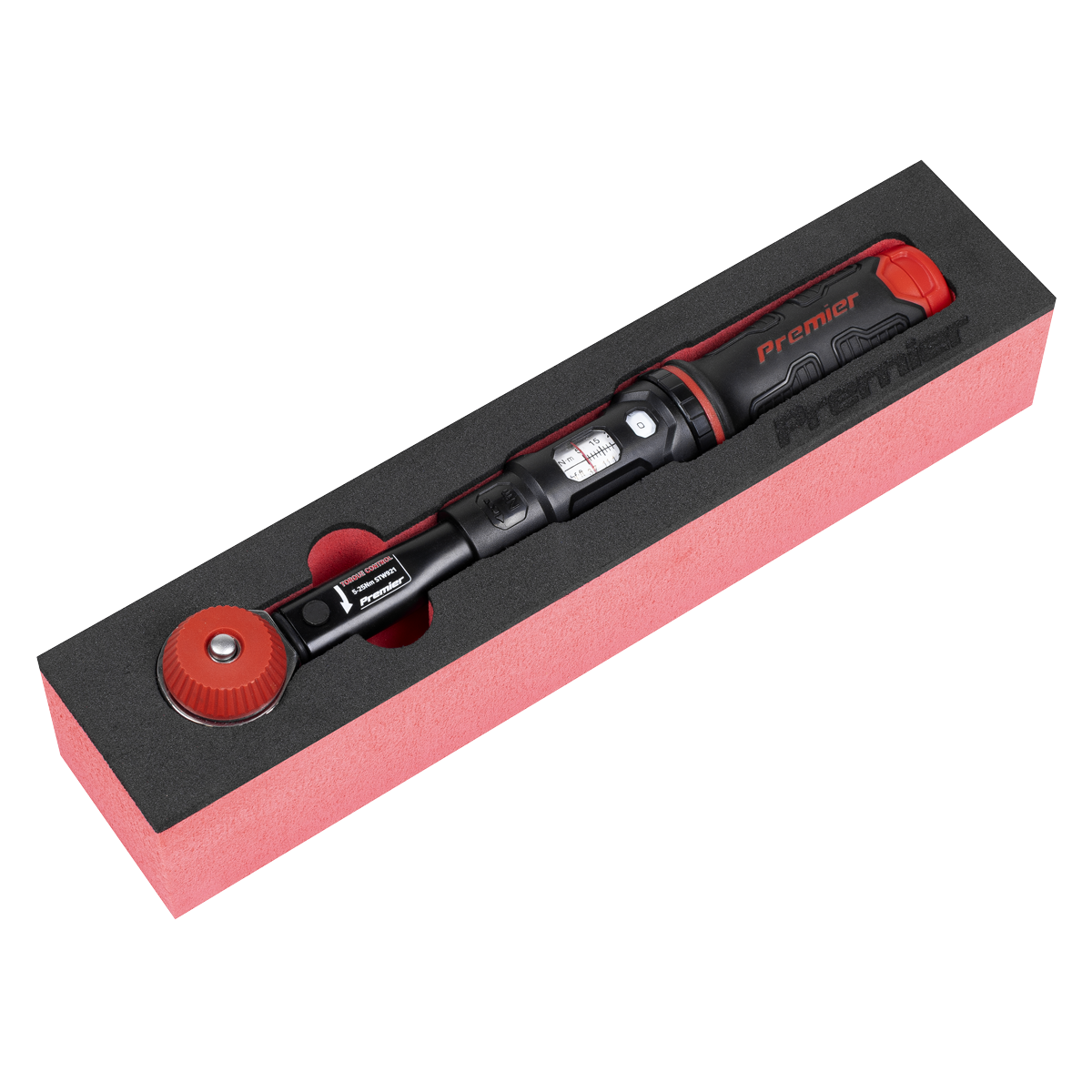 Sealey Premier Black Calibrated Micrometer Torque Wrench with 1/4"Sq Push-Through Drive 5-25Nm STW921