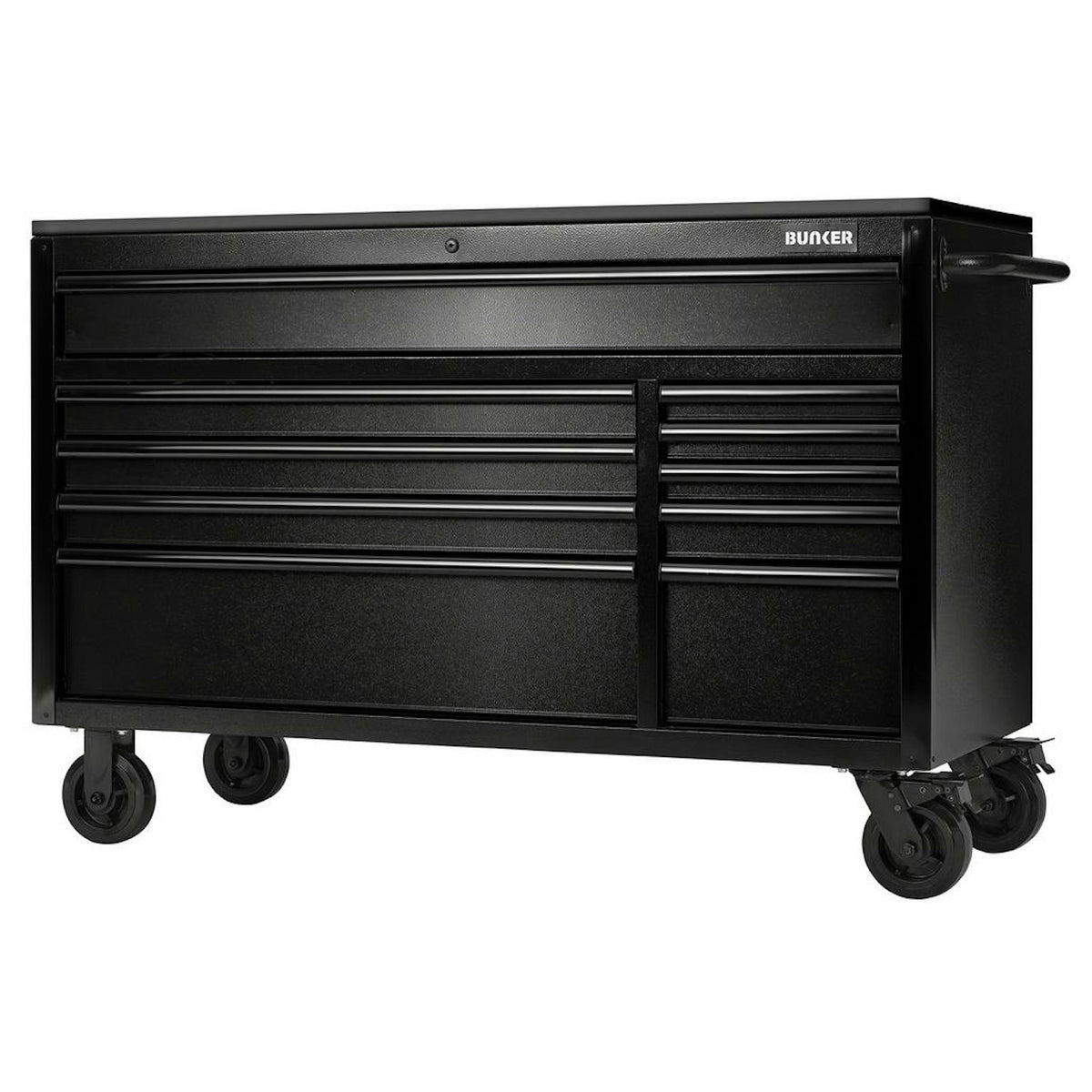 BUNKER 10 Drawer Workbench Roller Tool Cabinet with Black Stainless Steel Worktop, 56" 27408 - image 1