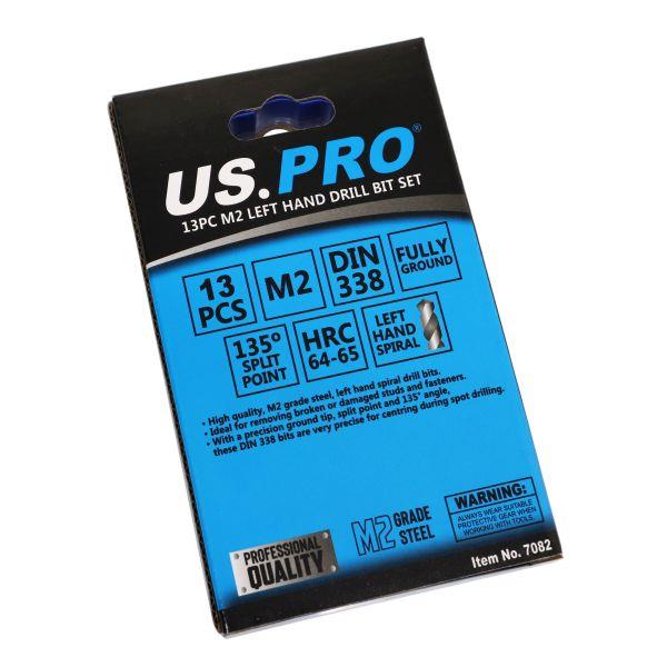 US PRO Tools 13PC M2 Left Hand Drill Bit Set 1.5 - 6.5MM 7082