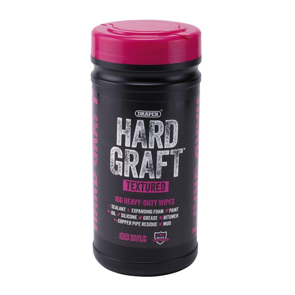 Draper Hard Graft Multipurpose Textured Cleaning Wipes Tub of 100 Heavy Duty 12435