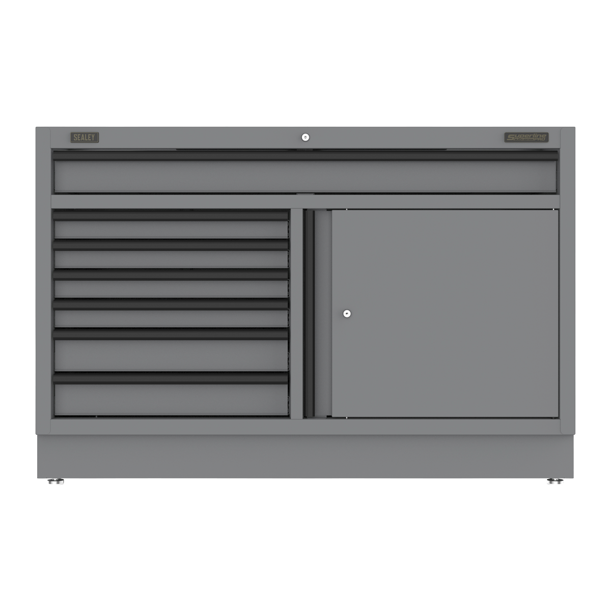 Sealey Superline PRO® Black Edition Modular Floor Cabinet 7 Drawer & Cupboard Combination 1360mm APMS41BE