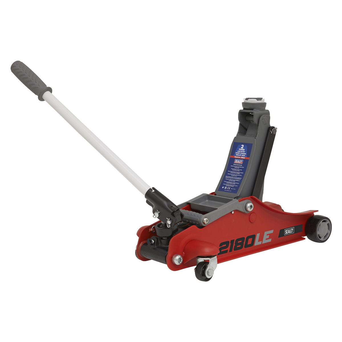 Sealey 180° Handle Low Profile Short Chassis Trolley Jack 2 Tonne - Red 2180LE