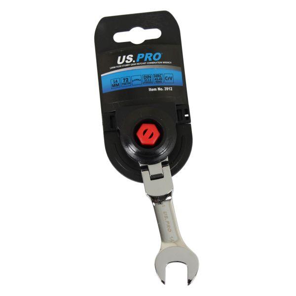 US PRO Tools 14MM Flexi Stubby Gear Ratchet Combination Spanner Wrench 3912