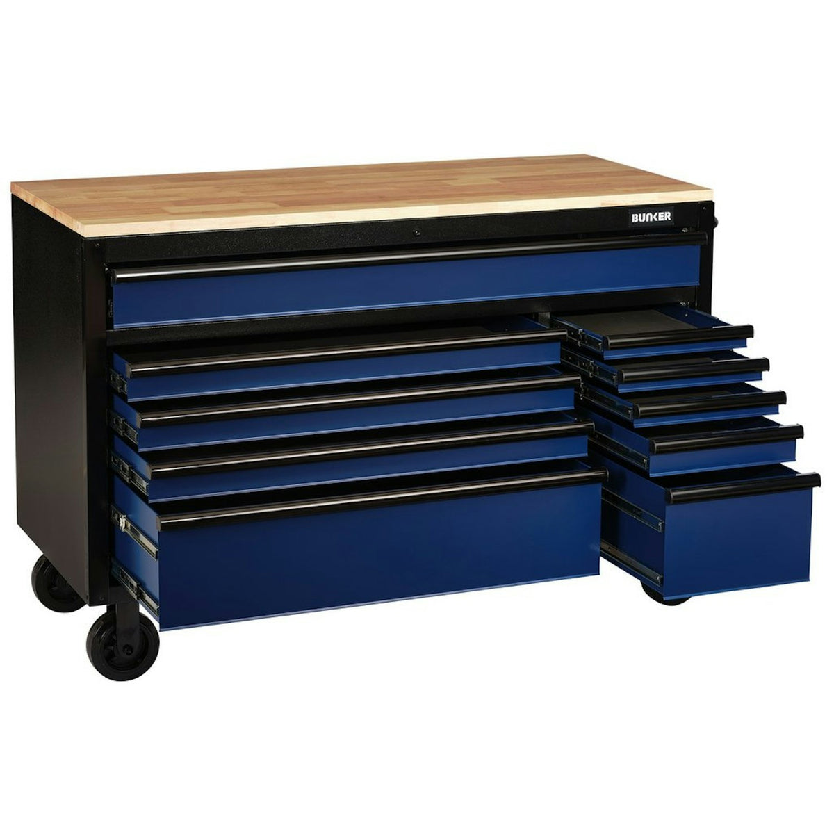 BUNKER 10 Drawer Workbench Roller Tool Cabinet, 56", Blue 27223 - image 3