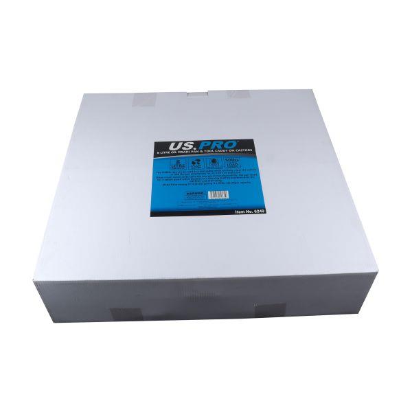 US PRO Tools 8 Litre Oil Drain Pan & Tool Caddy on Castors Garage Tray 6249