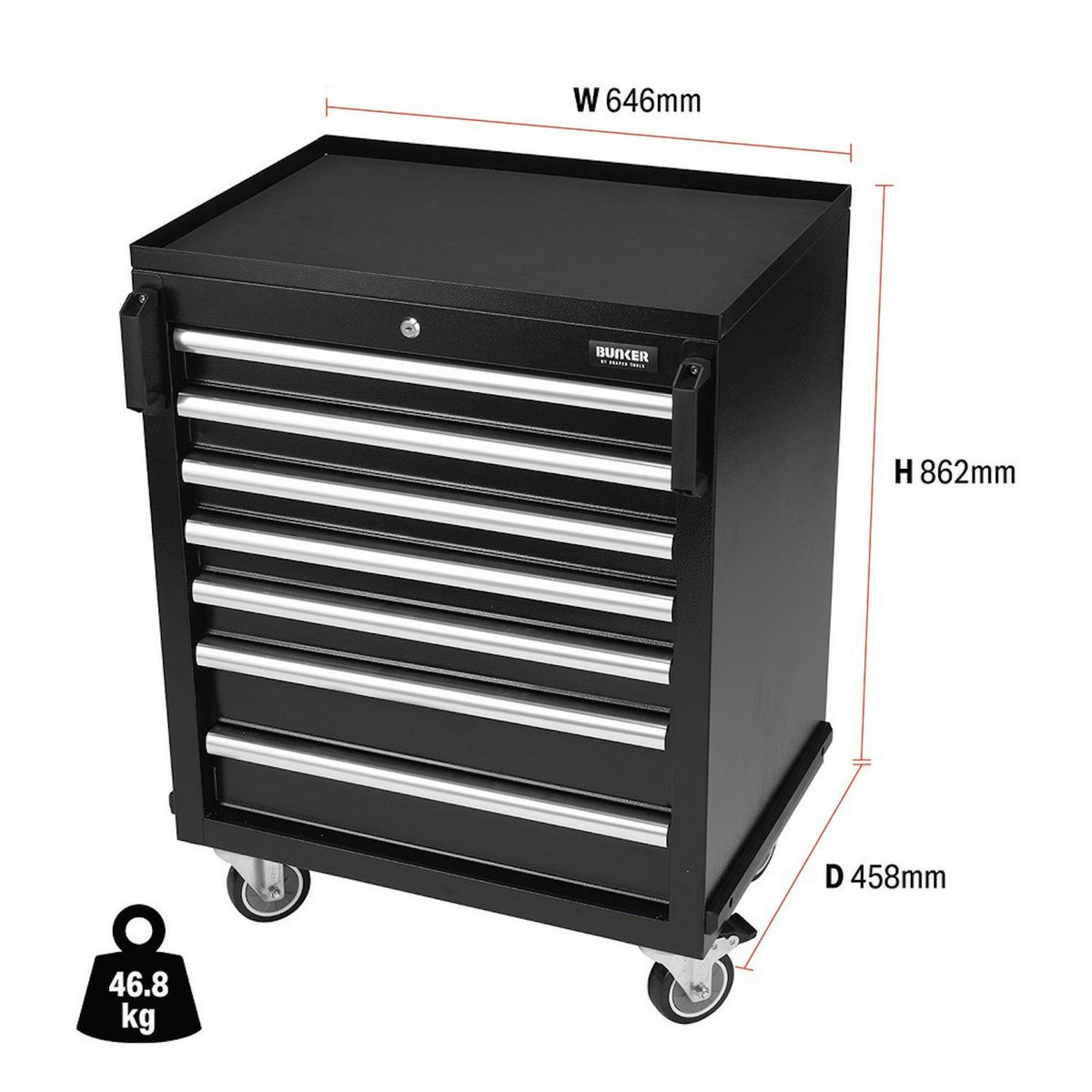 BUNKER Modular Mobile Cabinet, 7 Drawer, 646mm 29779 - image 2