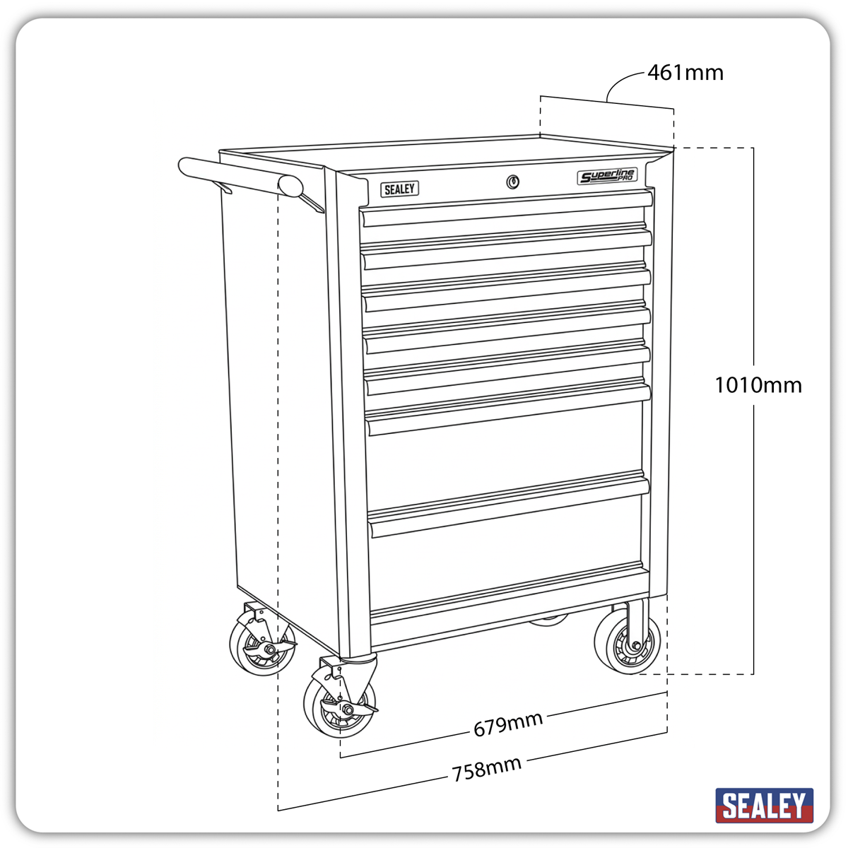 Sealey Superline PRO® Rollcab 7 Drawer with 305pc Tool Kit - Black SPTCOMBO4B