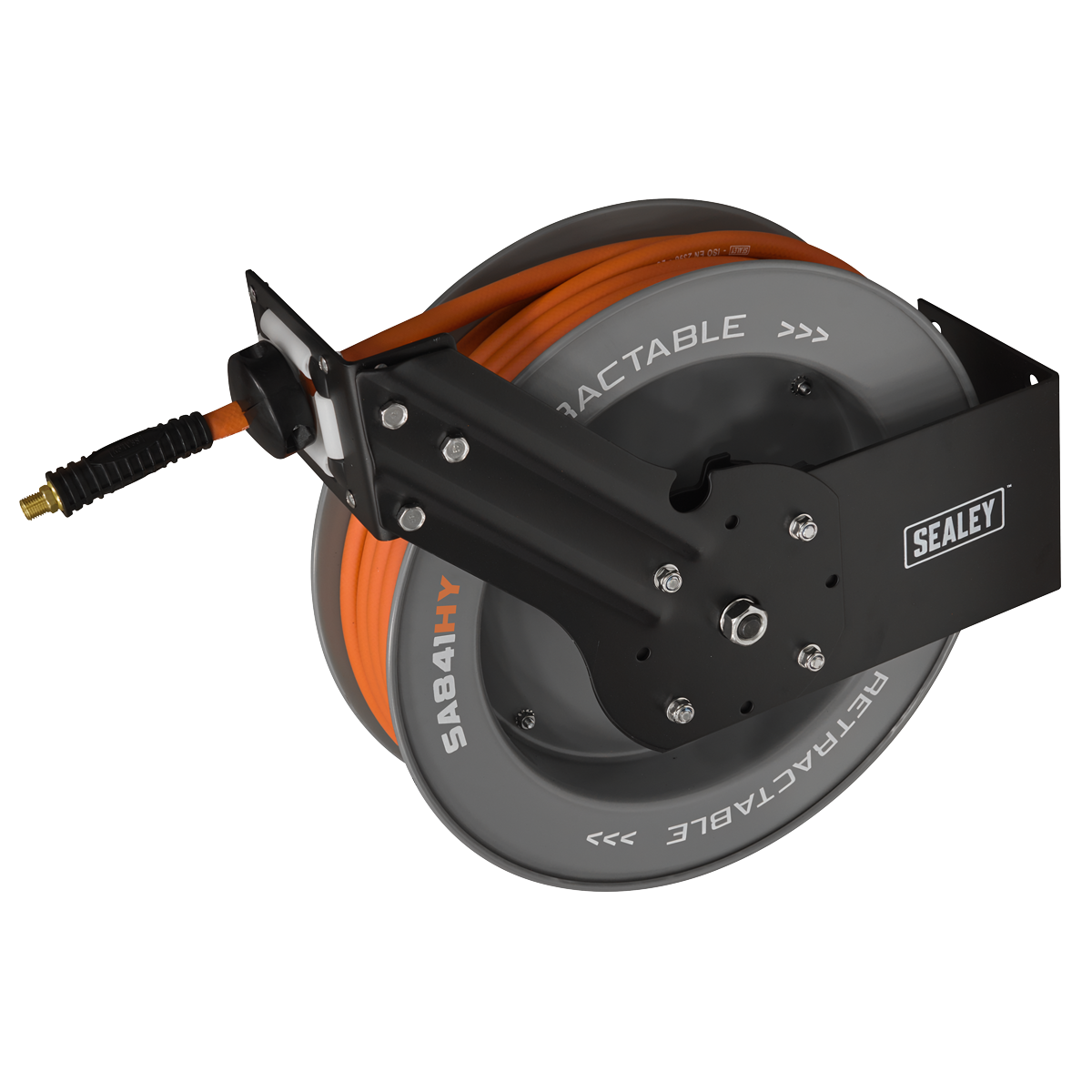 Sealey 15m Retractable High-Visibility Hybrid Air Hose with Steel Reel 10mm ID SA841HY
