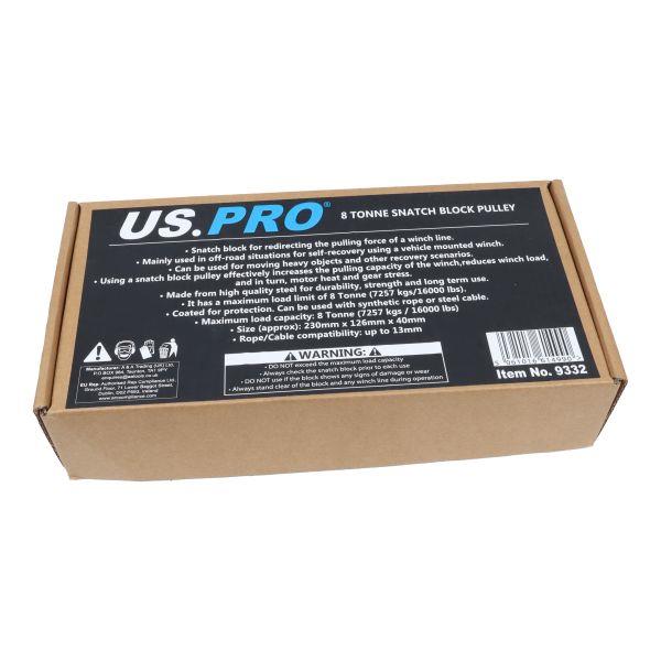 US PRO Tools 8 Tonne Snatch Block Pulley Winch Recovery for Steel Cable or Rope 9332