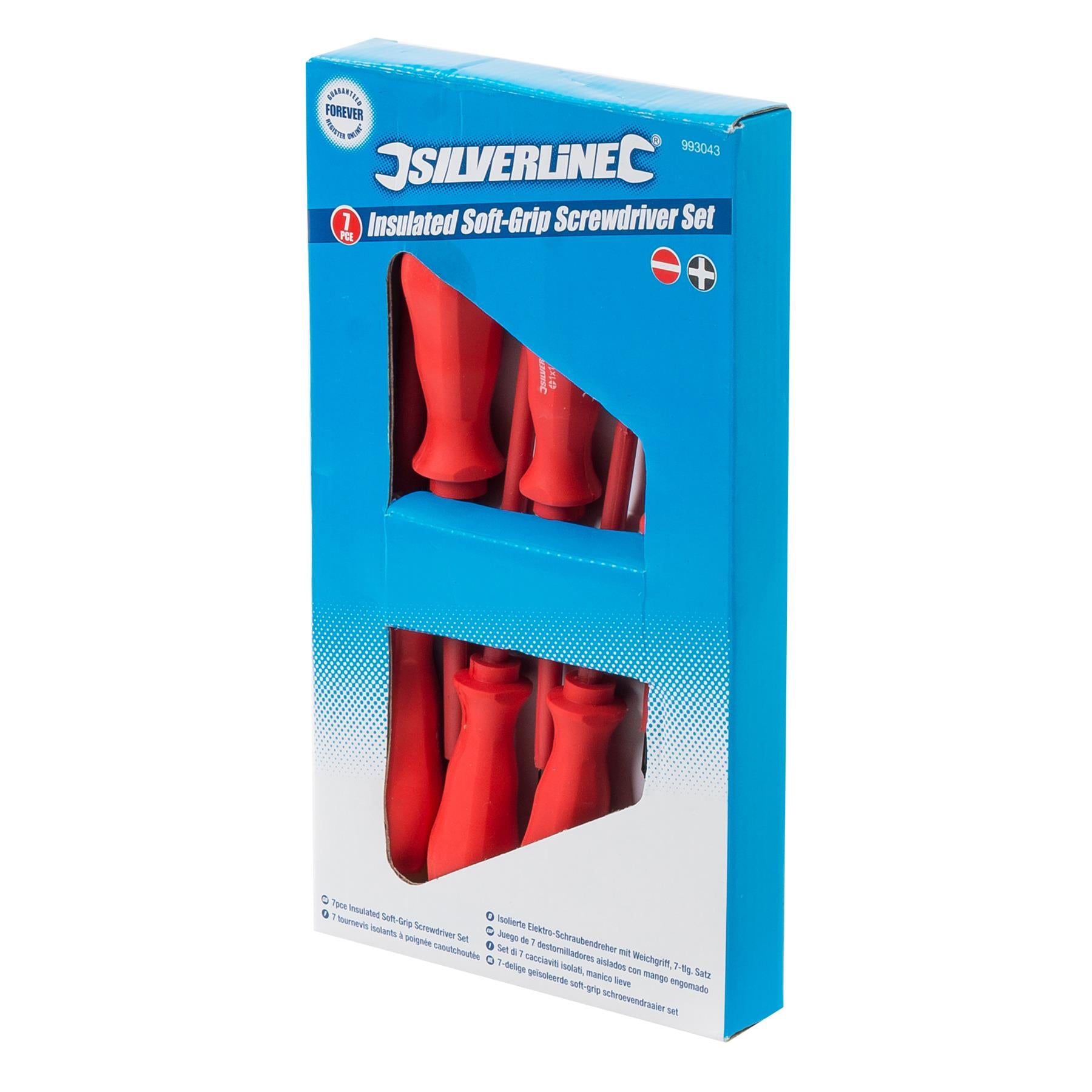 Silverline 7pc Insulated Soft-Grip Screwdriver Set Slotted & Phillips CR-V 993043