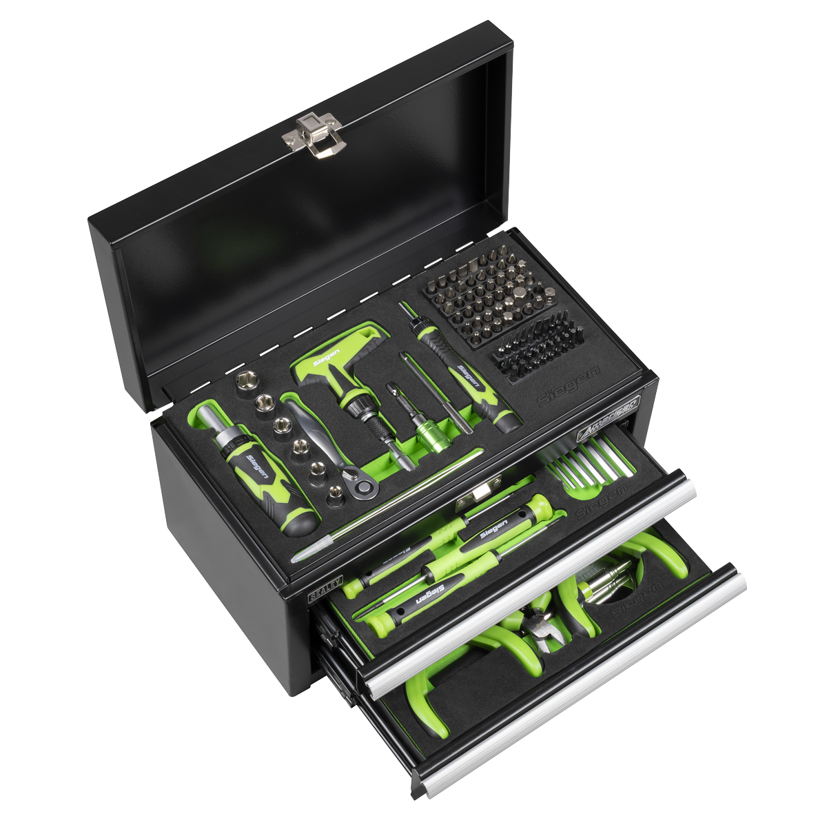Sealey Siegen Mini Toolbox 2 Drawer with 111pc Tool Kit S01335