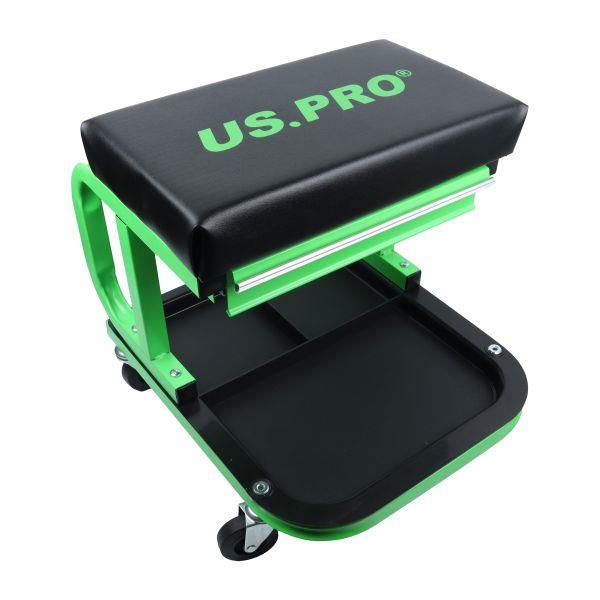 US PRO Tools Mechanics Rolling Stool with Tool Drawer Parts Tray Padded Seat 5068