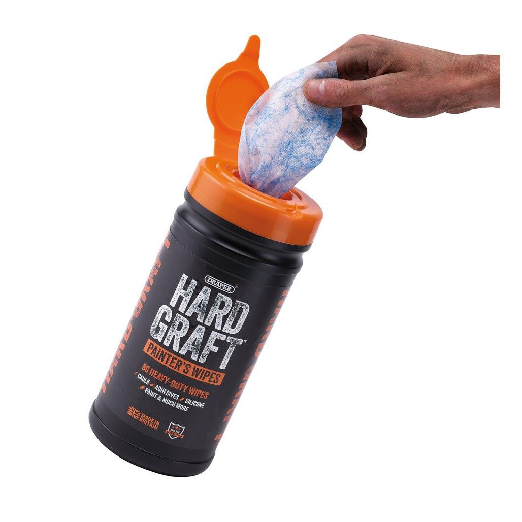 Draper Hard Graft Painters Wipes Heavy Duty Textured Tub of 80 12439