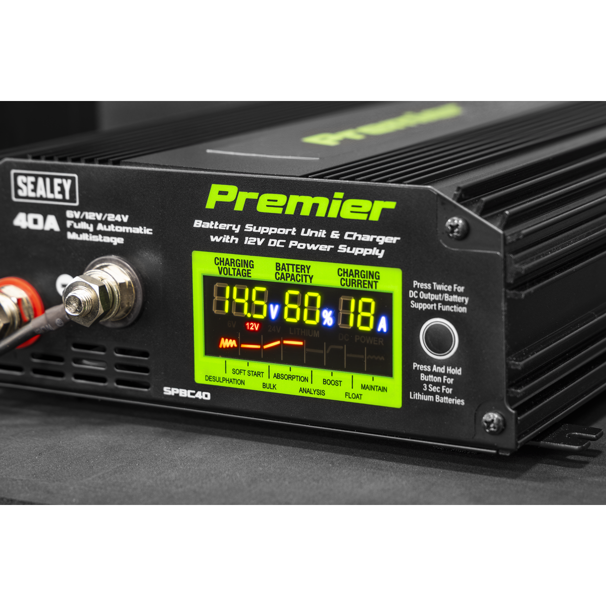 Sealey Premier Battery Support Unit Charger & Maintainer 40A SPBC40