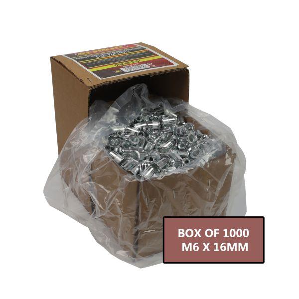 RESOLUT Box Of 1000 - M6 X 16MM Blind Threaded Steel Rivet Nuts 9267