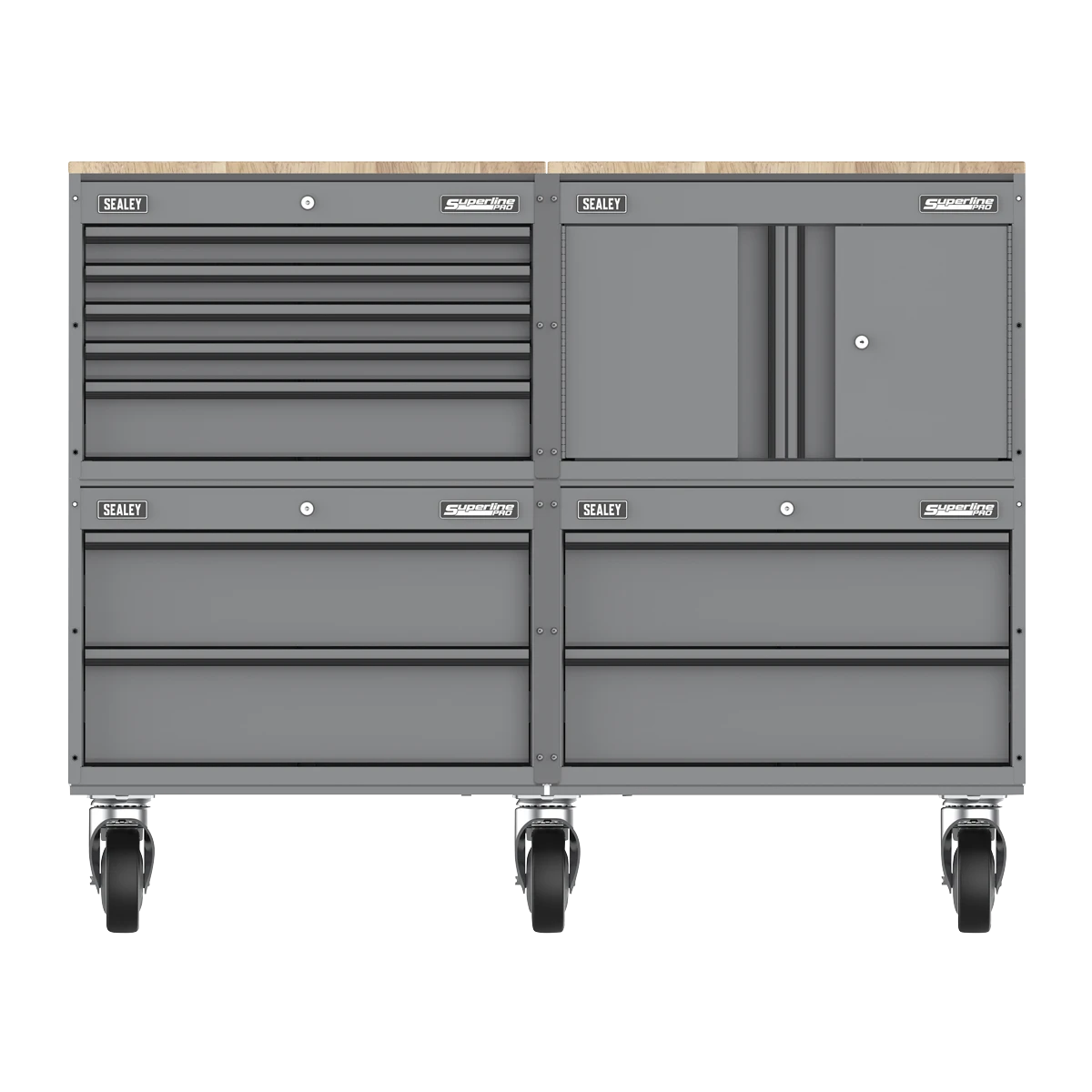 Sealey Superline PRO® Connect Modular Storage System with Rubber Wood Worktop 1.36m APMSCCOMBO5