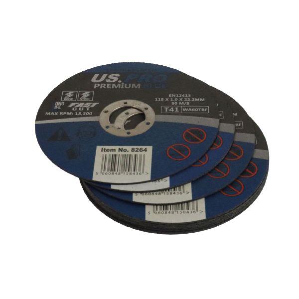 US PRO Premium Blue 115 X 1.0 X 22.2MM Metal Cutting Discs - Box 400 - 8264