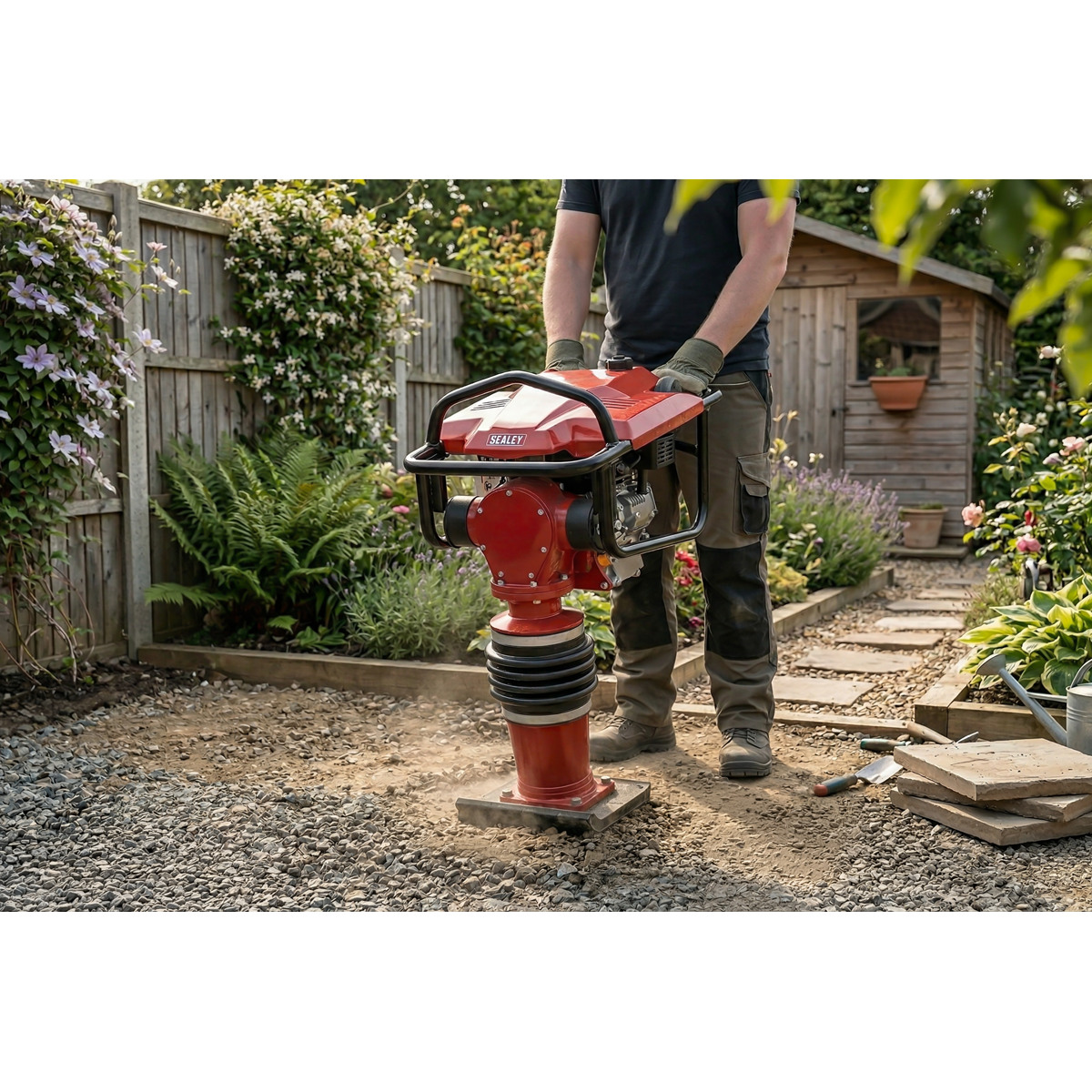 Sealey Petrol Tamping Rammer with Wheel Kit 3.2kW CRX300