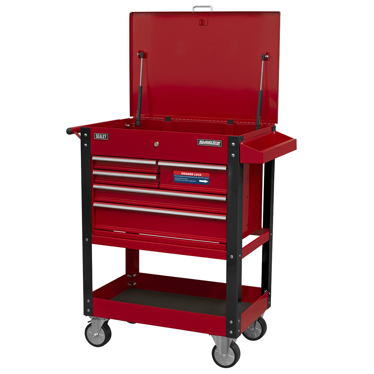 Sealey Superline PRO® Heavy-Duty Mobile Tool & Parts Trolley with 5 Drawers & Lockable Top AP890M