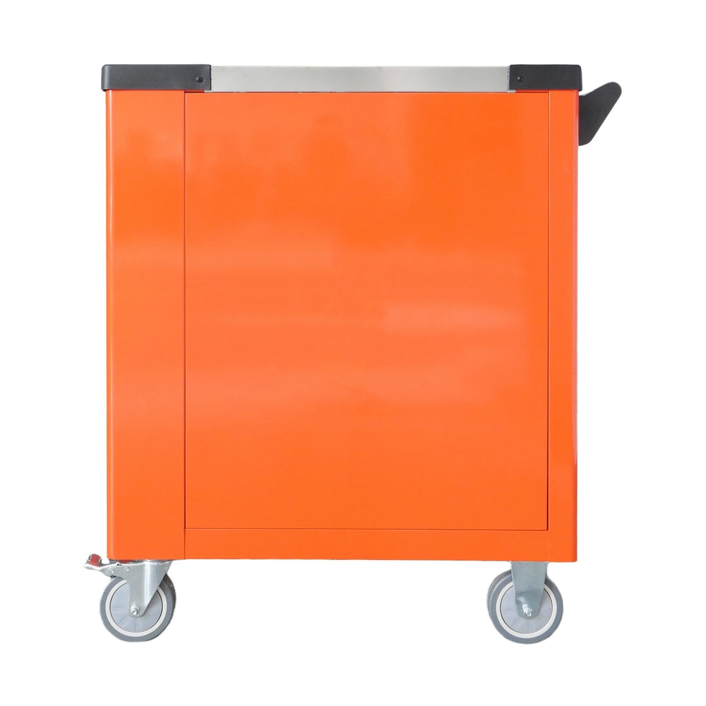 BRUNEL Tool 7 Drawer Caster Mounted Roller Tool Chest Cabinet with 6 Fully Stocked Drawers - 249 Pieces - Orange