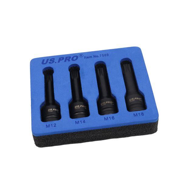 US PRO Tools VW / AUDI Spline Bit Impact Socket Set M12 M14 M16 M18 In EVA Foam 7569