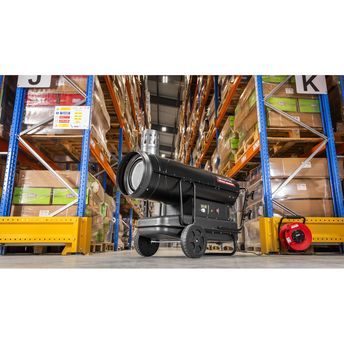 Sealey Space Warmer® Indirect Kerosene/Diesel Heater with Wheels 170,000Btu/hr ABI1700