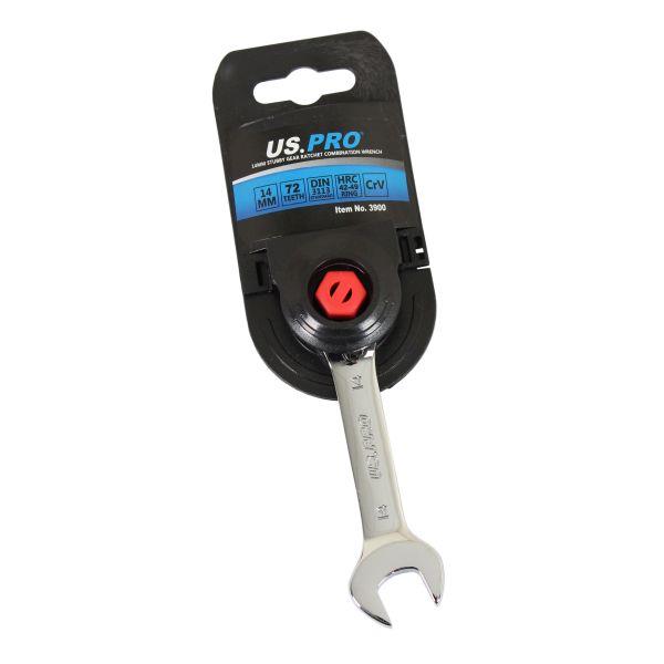 US PRO Tools 14MM Stubby Gear Ratchet Combination Spanner Wrench 3900