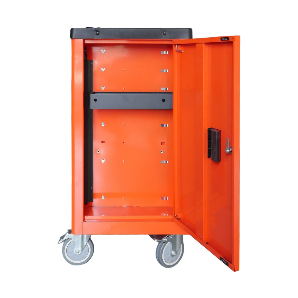 BRUNEL Tool 7 Drawer Caster Mounted Roller Tool Chest Cabinet with 6 Fully Stocked Drawers - 249 Pieces - Orange