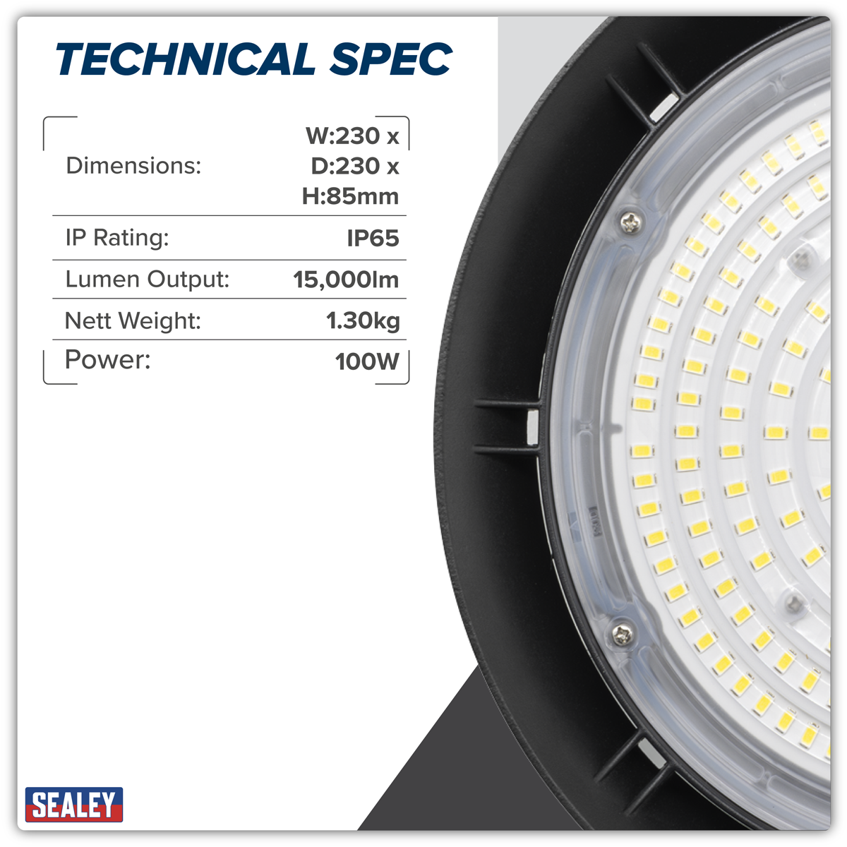 Sealey 100W LED High Bay Light 6000K LED100HB
