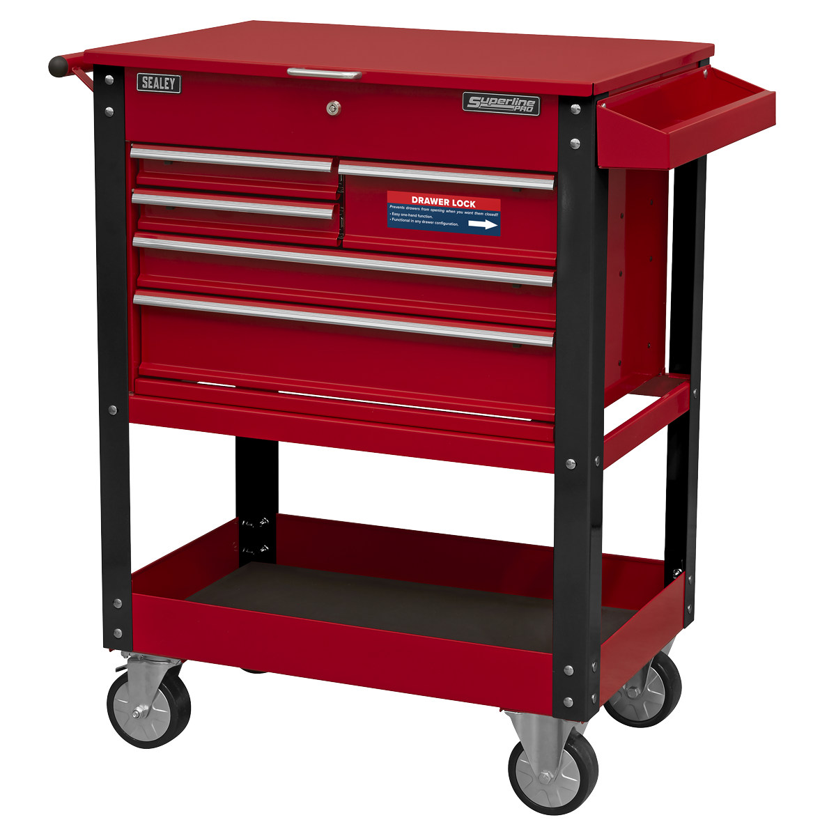 Sealey Superline PRO® Heavy-Duty Mobile Tool & Parts Trolley with 5 Drawers & Lockable Top AP890M