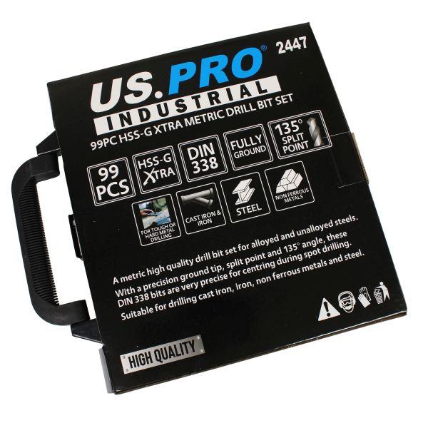 US PRO Industrial Metric HSS-G Xtra Drill Bit Set DIN 338 1.5-10mm 99pc 2447