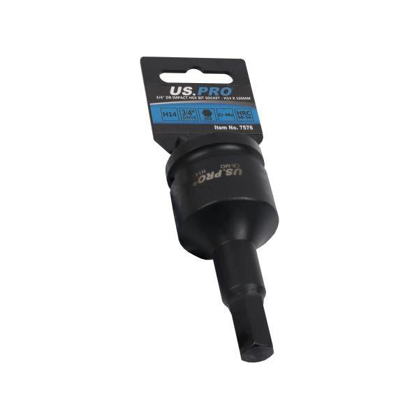 US PRO Tools 3/4" Drive Impact Hex Bit Socket H14 x 100mm 7576