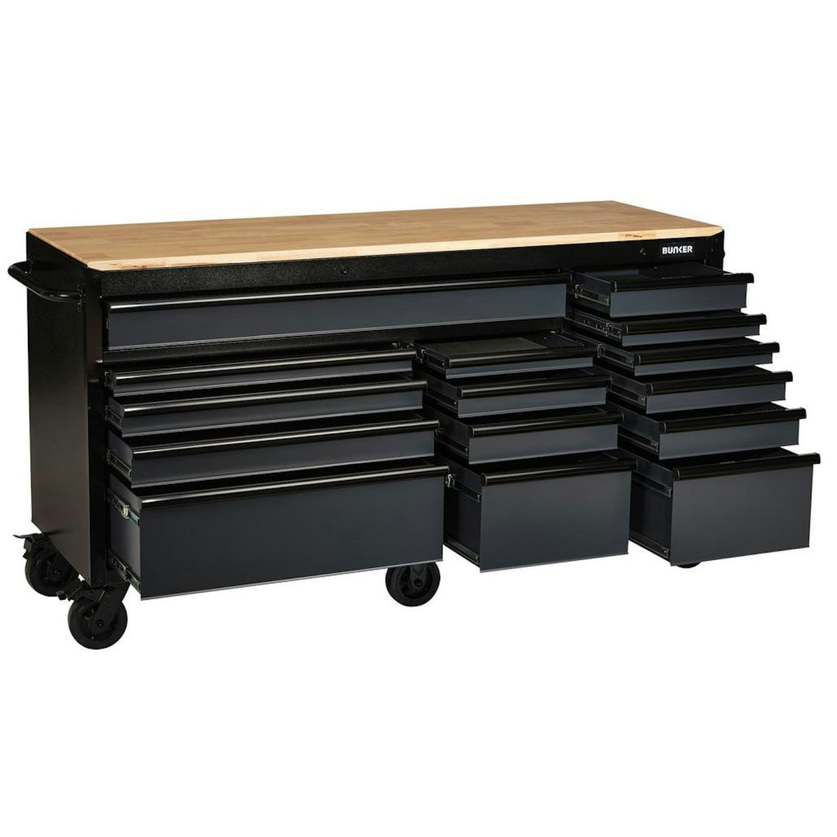 BUNKER 15 Drawer Workbench Roller Tool Cabinet, 72", Grey 27242 - image 3
