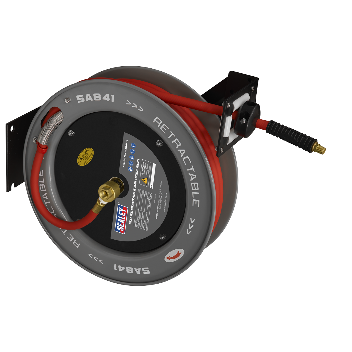 Sealey 15m Retractable Rubber Air Hose with Steel Reel 10mm ID SA841