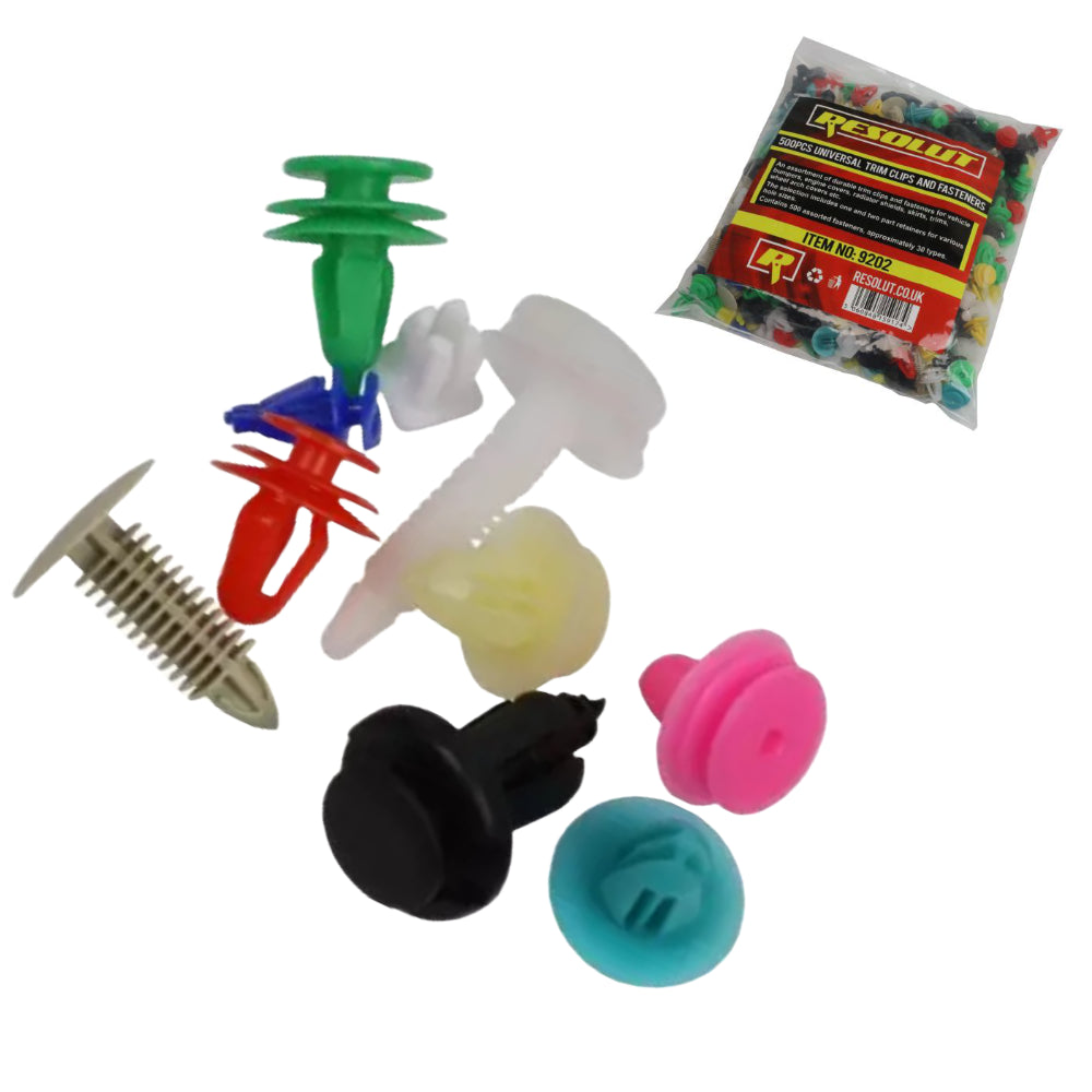 RESOLUT Universal Trim Clips & Fasteners 500pcs 9202