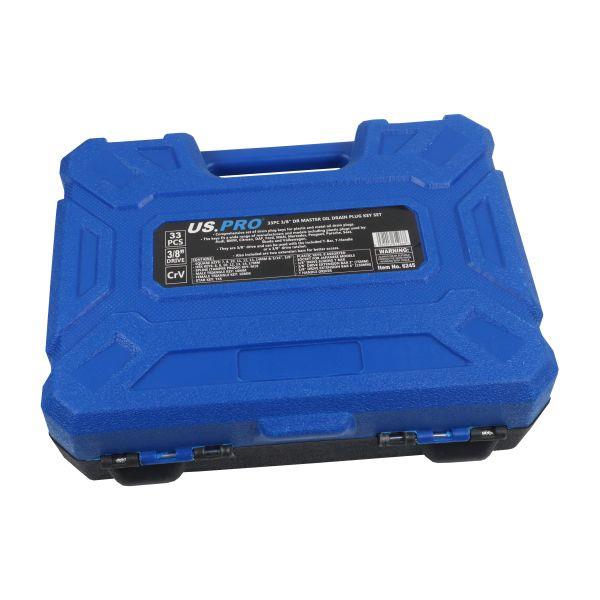 US PRO Tools 33pc 3/8" dr Master Oil Drain Plug Key Set 6245