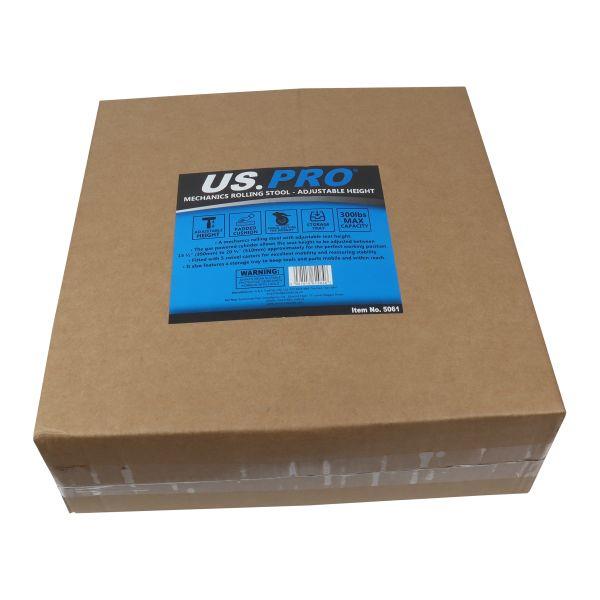 US PRO Tools Adjustable Mechanics Rolling Stool Padded Seat 390-510mm 5061