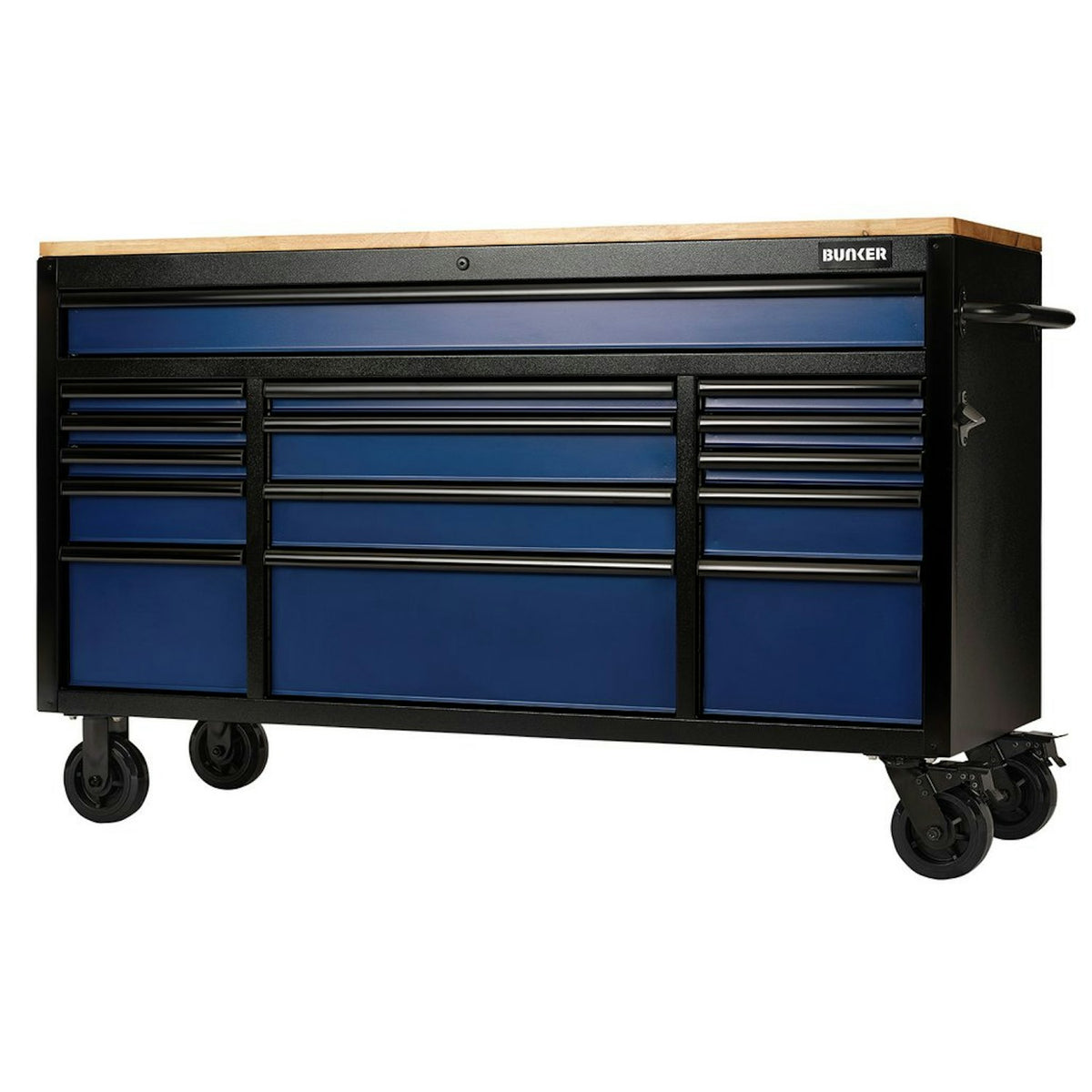 BUNKER 15 Drawer Workbench Roller Tool Cabinet, 61", Blue 27336 - image 1