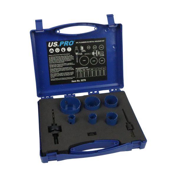 US PRO Tools 9pc Plumbers Bi-Metal Hole saw Kit 19-57mm 9276