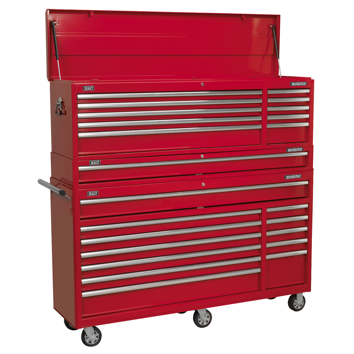 Sealey Topchest, Mid-Box Tool Chest & Rollcab Combination 23 Drawer with Ball-Bearing Slides - Red AP66COMBO1