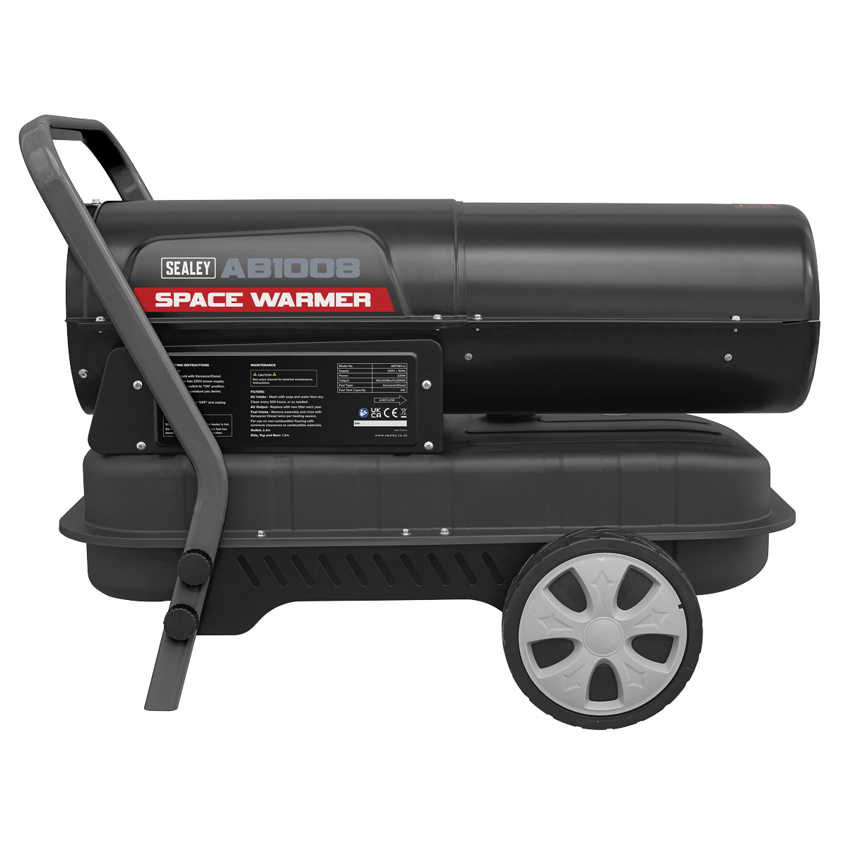 Sealey Space Warmer® Kerosene/Diesel Heater with Wheels 100,000Btu/hr AB1008