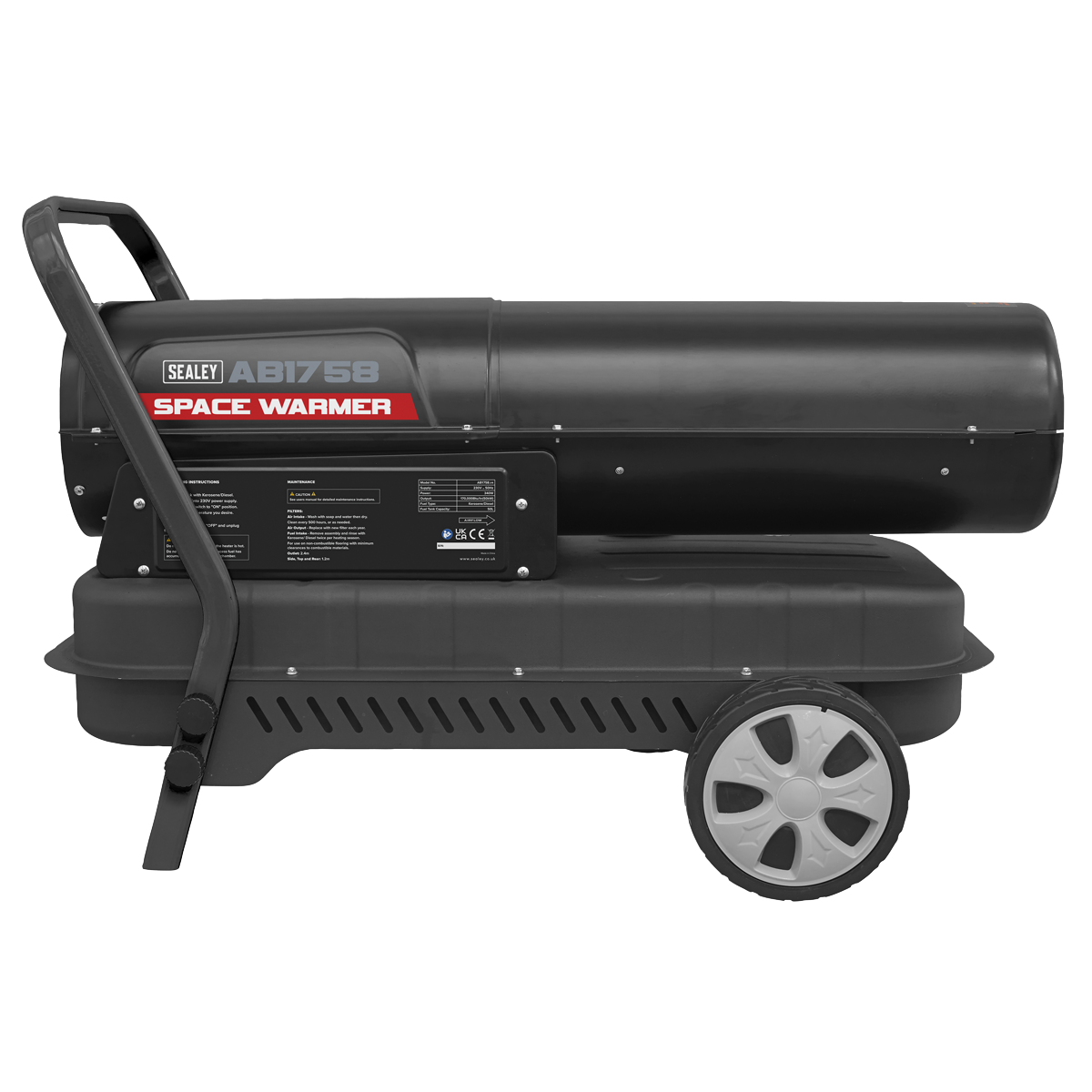 Sealey Space Warmer® Kerosene/Diesel Heater with Wheels 175,000Btu/hr AB1758