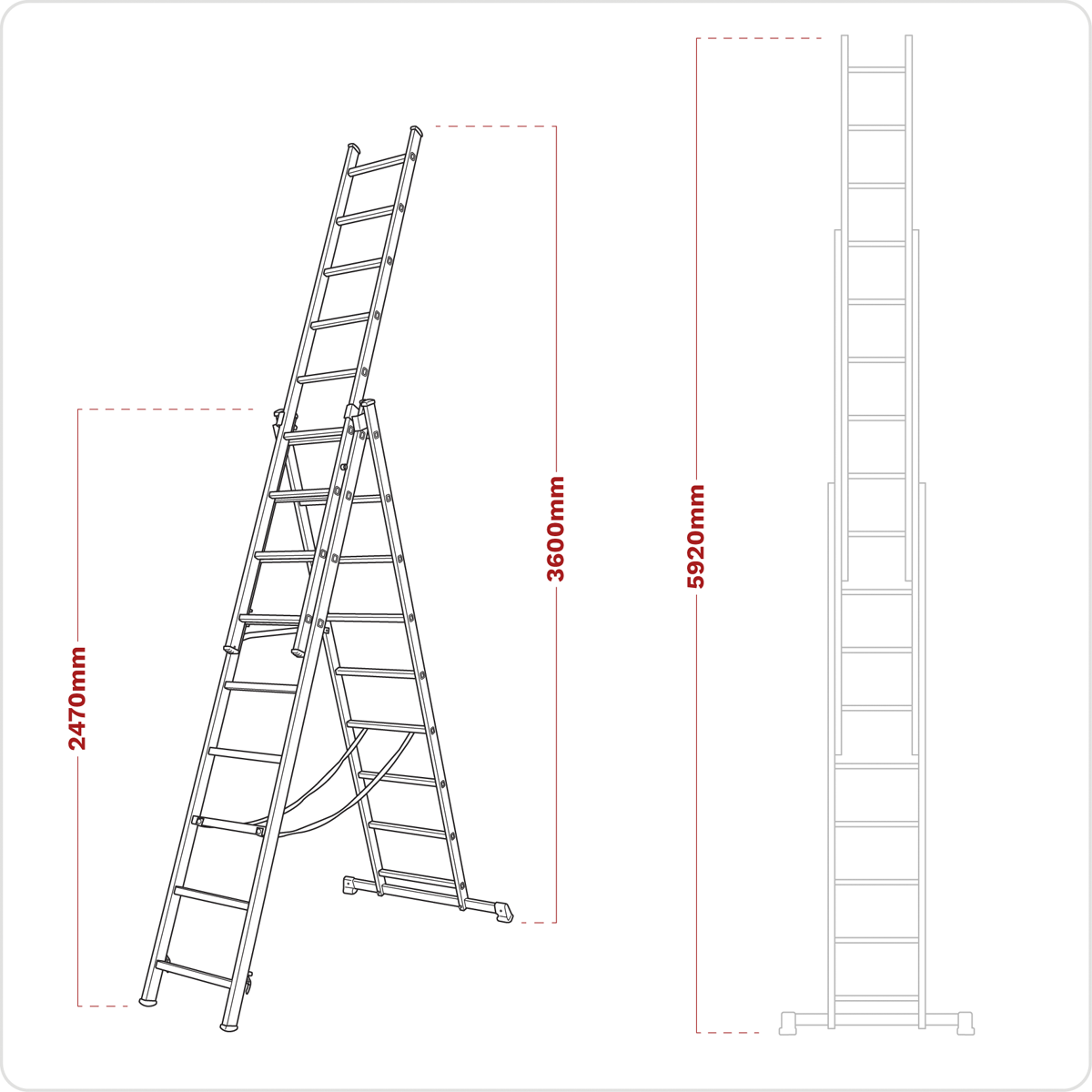 Sealey Extension Combination Ladder 3 x 9 Aluminium - EN 131 ACL3
