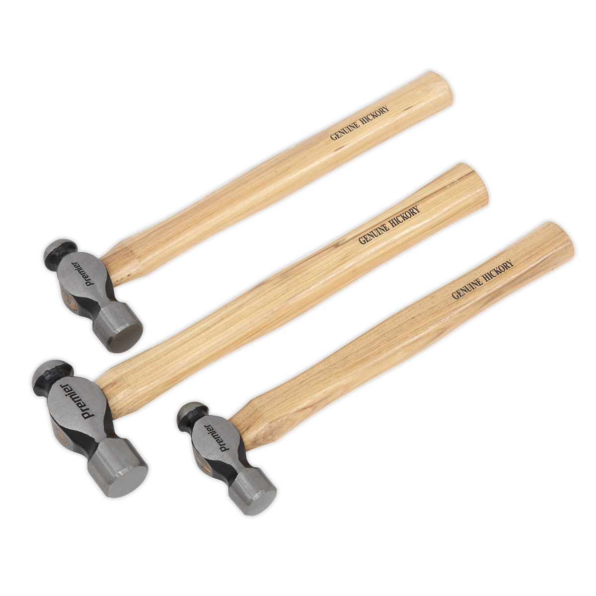 Sealey Premier Ball Pein Hammer Set 3pc Hickory Shafts AK203