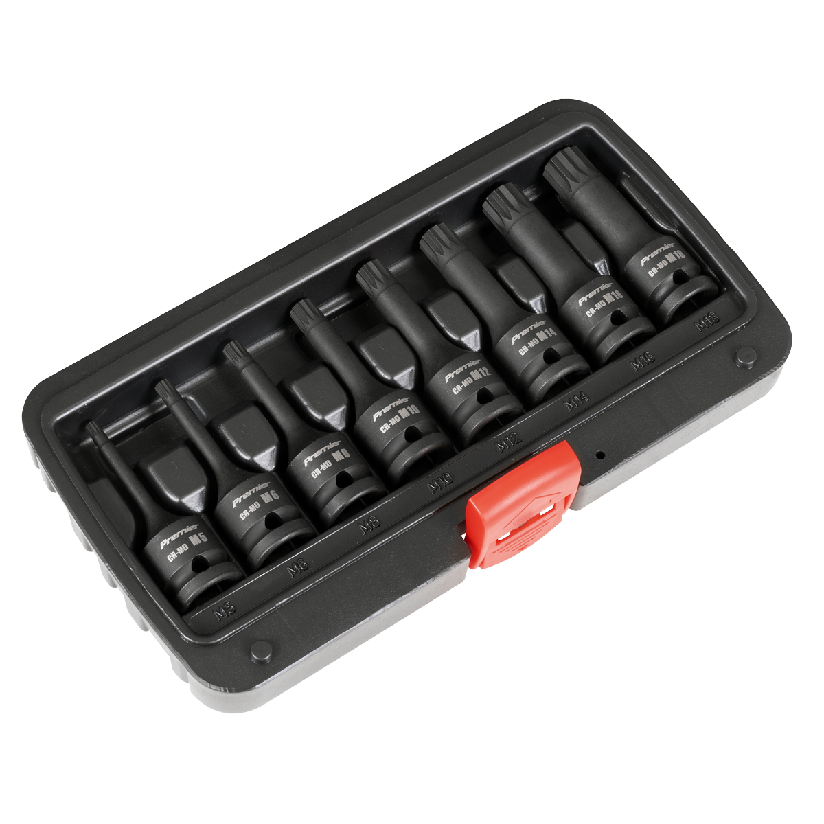 Sealey Premier Spline Impact Socket Bit Set 1/2"Sq Drive 8pc AK5604