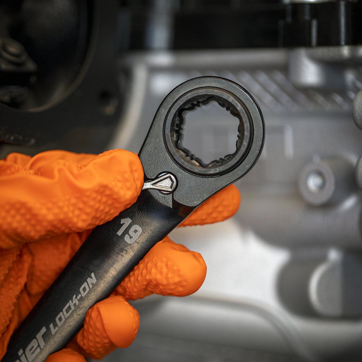Sealey Premier Black 4-in-1 Reversible Lock-On™ Ratchet Ring Spanner AK63923